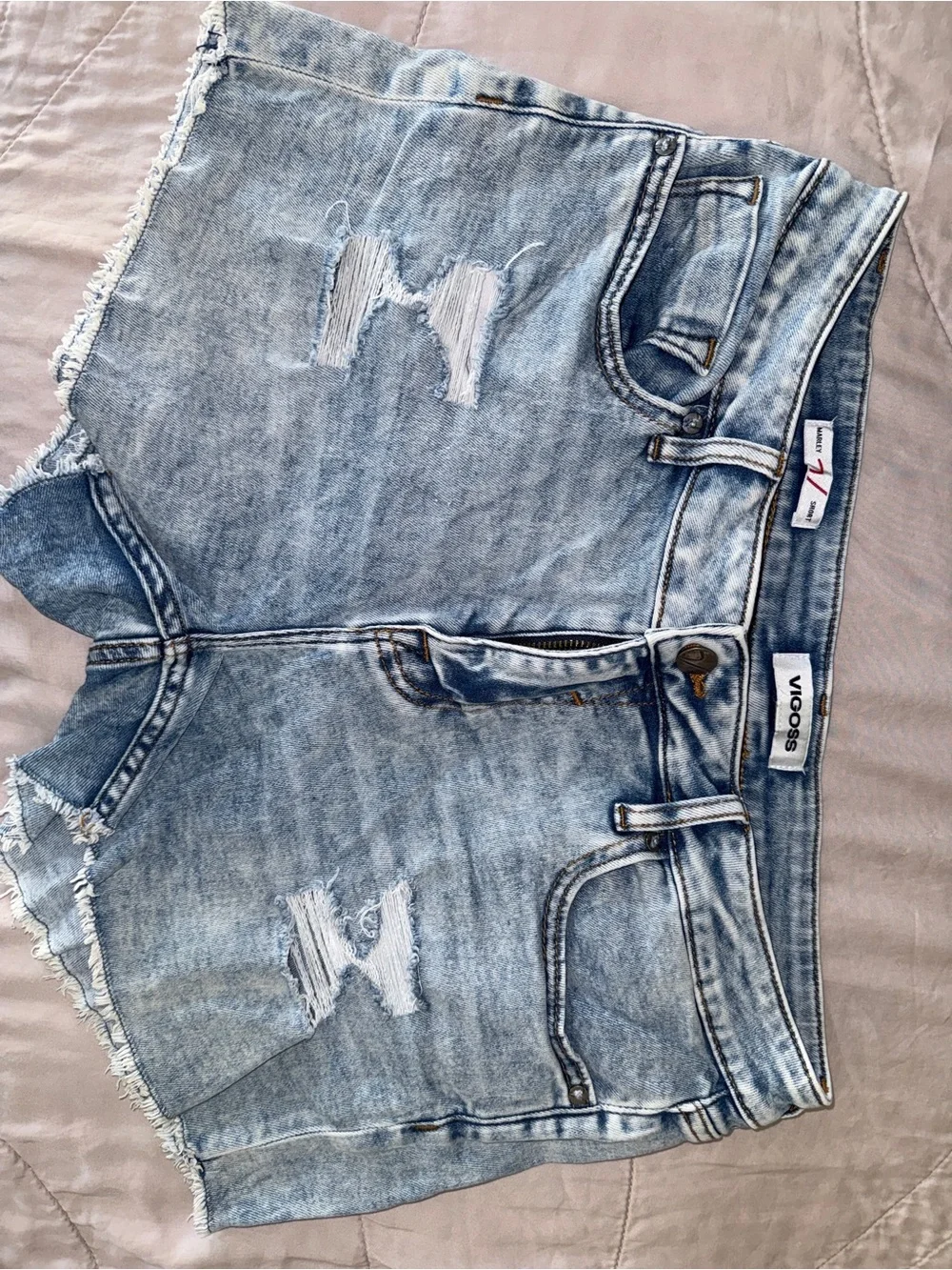 Vigoss Light Blue Distressed Denim Cutoff Shorts